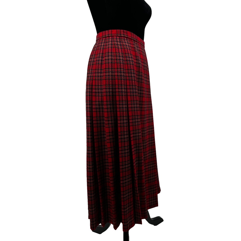 Pendleton Womens Skirt Size 16 Red Tartan Plaid 100% Virgin Wool Pleated USA - Picture 5 of 9